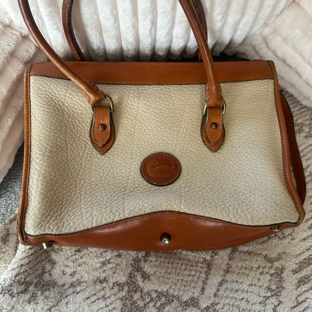 Vintage 1991 Dooney & Bourke AWL Satchel Original Receipt USA Cream Tan Leather - Picture 9 of 14